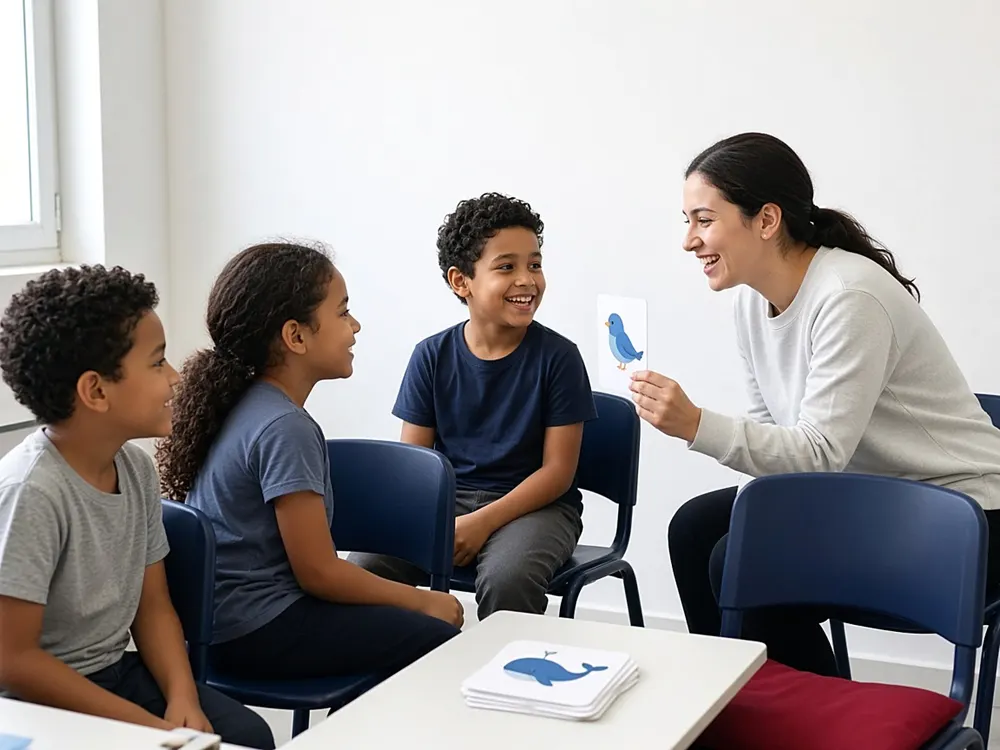 Crianças aprendendo inglês